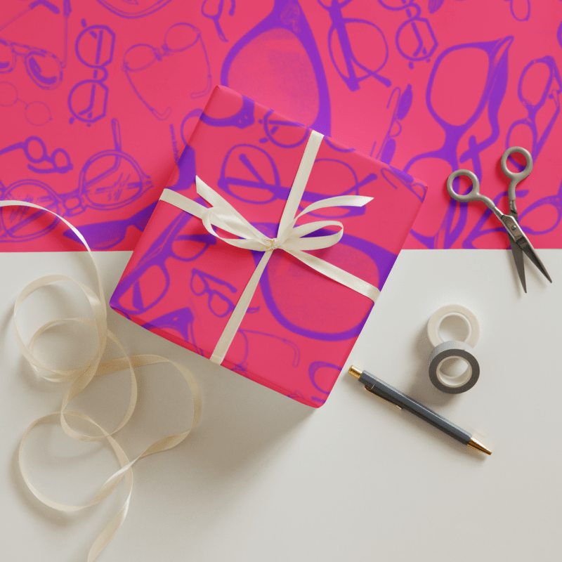 Glasses Print Wrapping Paper Sheets - 3 Different Colors!