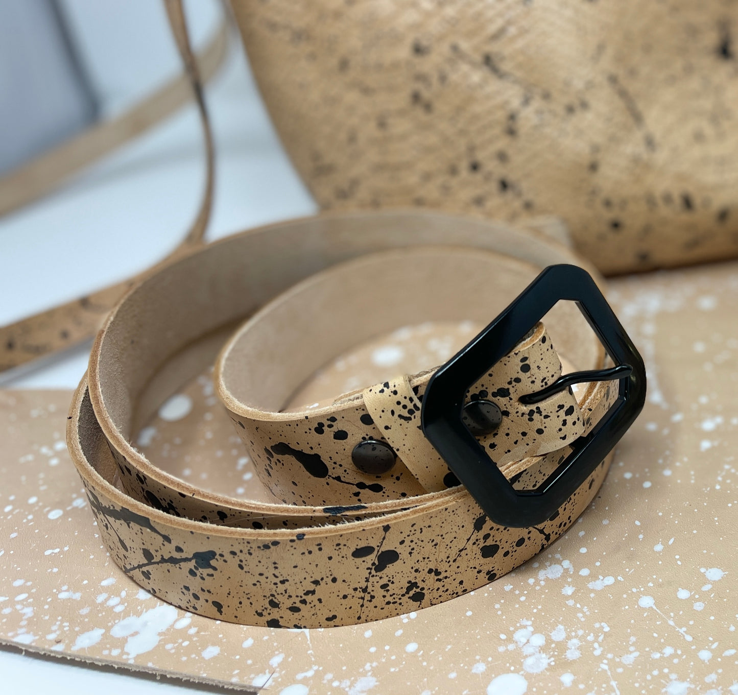 1.5" Splatter Leather Hipster Belt - Pick Your Size and Leather Style