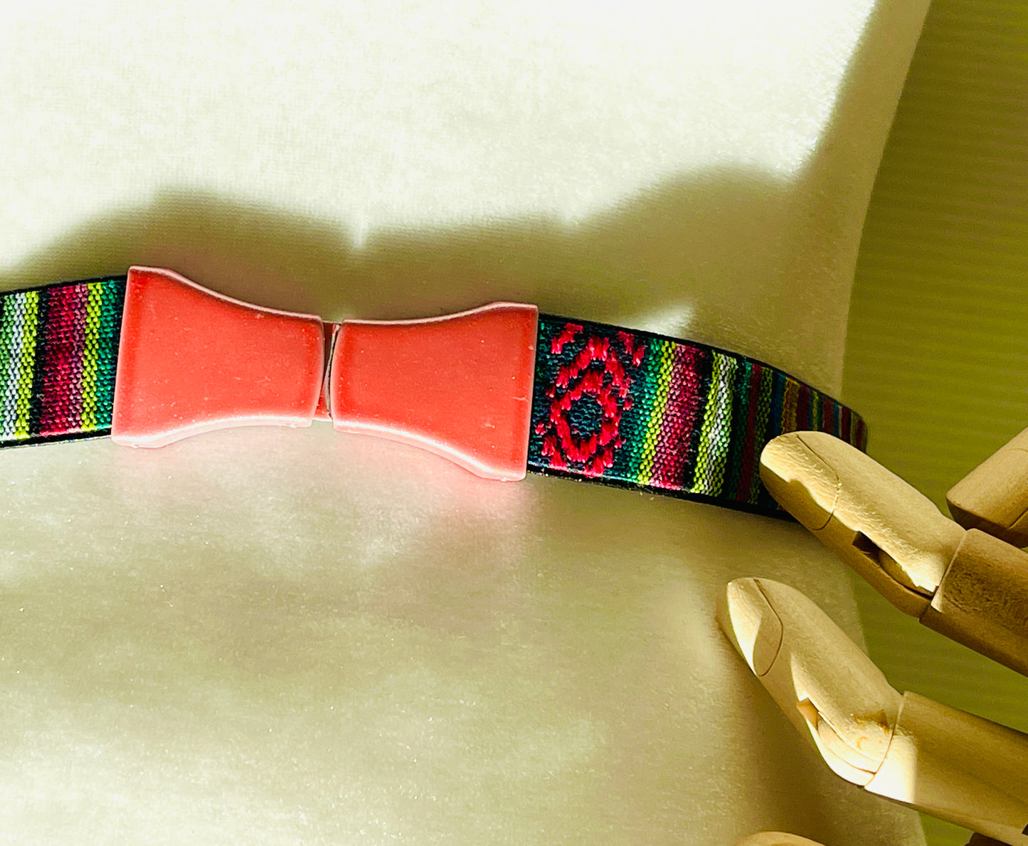 Vintage 80's Pastel Enamel Buckle Narrow Woven Belt  -  Assorted Colors/Sizes