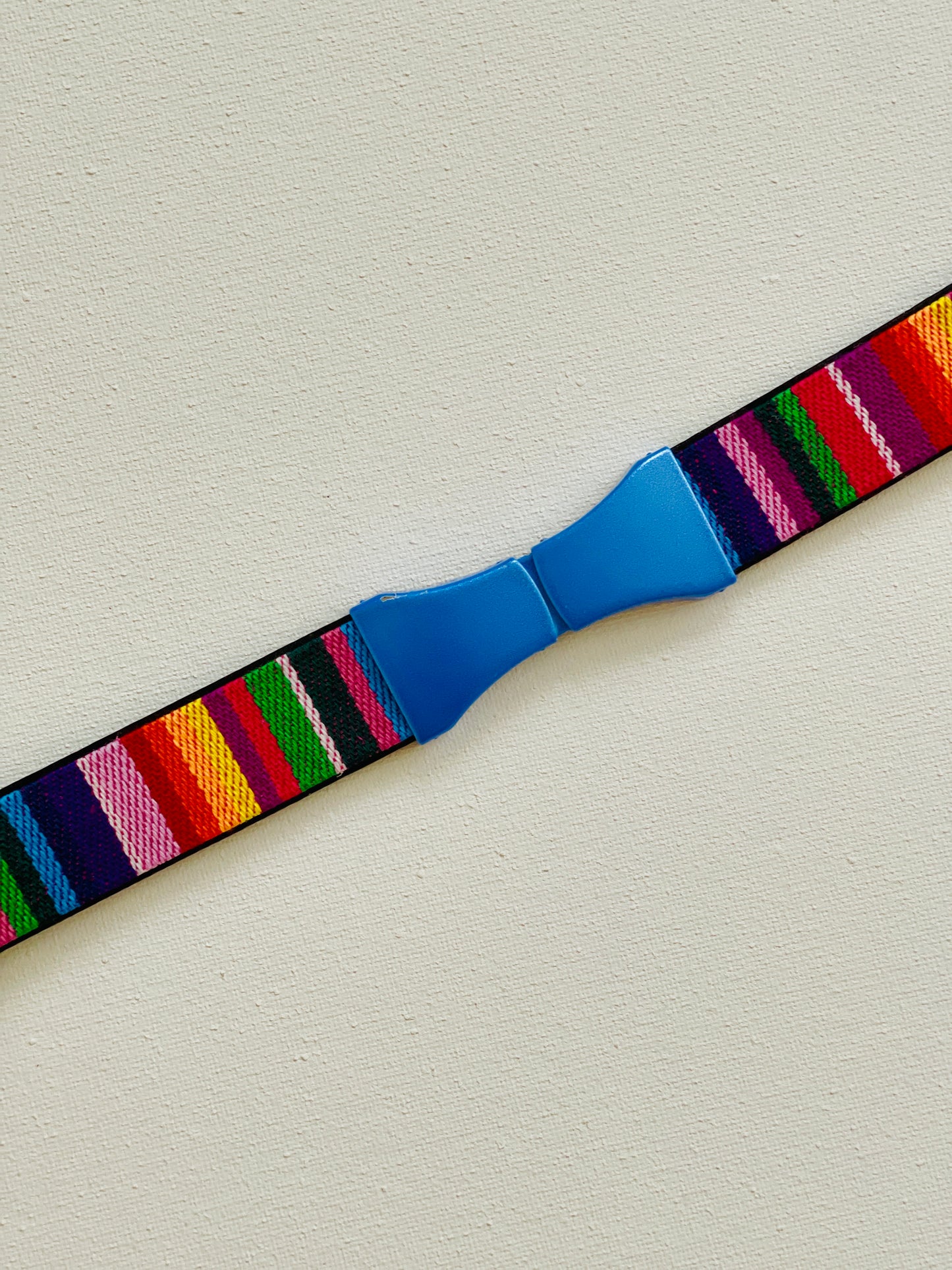Vintage 80's Pastel Enamel Buckle Narrow Woven Belt  -  Assorted Colors/Sizes
